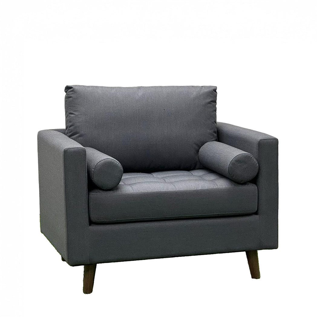STANBERRY Armchair with 2 Bolster Cushions in Grey