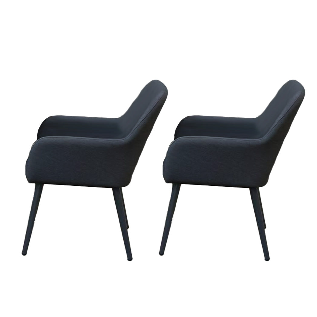 JUPITER Set of 2 Dining Chairs in Dark Grey Fabric